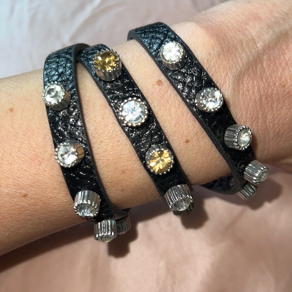 2/$15 Leather Wrap Stud Reign stone Bracelet